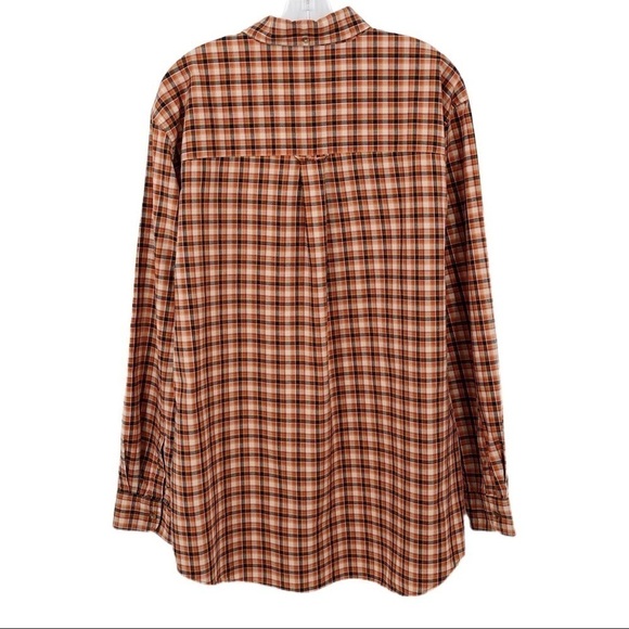 Chaps Men's Plaid Button Down Shirt Orange Size Large 100% Cotton Check Collared - Picture 2 of 15